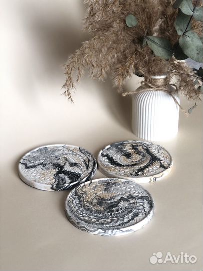 Подставка из гипса для чашек кружек свечей (2 шт)