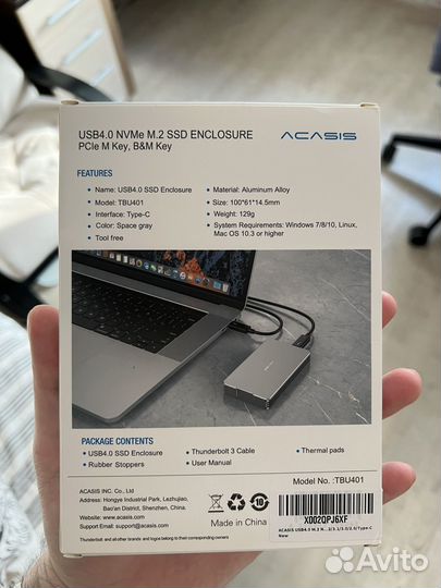 Внешний бокс для SSD m.2 Acasis thunderbolt 3/usb4