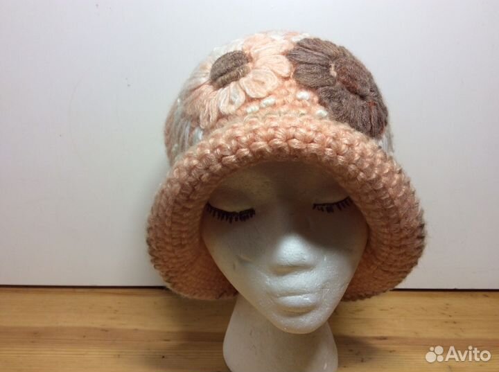 Персиковая шляпка с люрексом, 55-58, арт 213