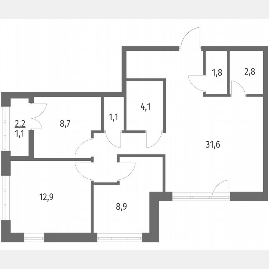 3-к. квартира, 72,8 м², 3/7 эт.