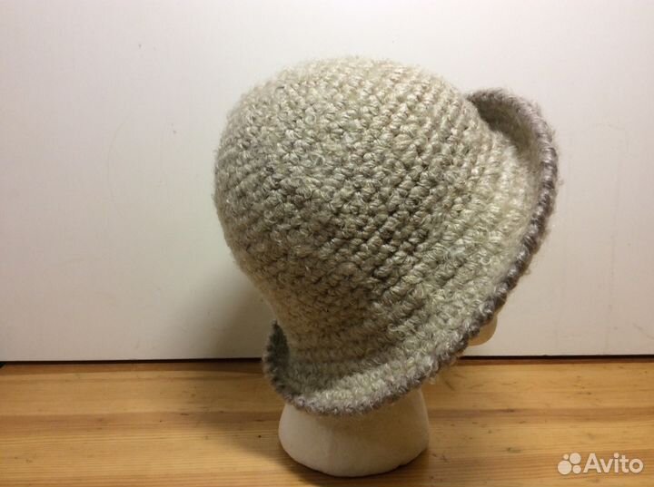 Тёплая вязаная шапка-шляпка на осень, 56-58, ар301
