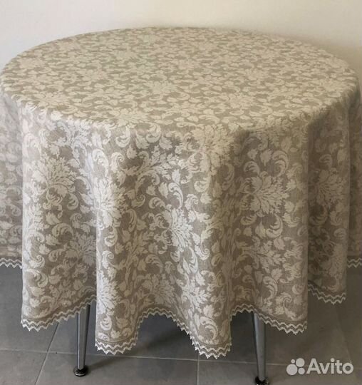 Скатерть круглая 167см -№4-6, полульняная