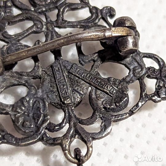 Антикварная брошь с турмалином Geschutzt Германия