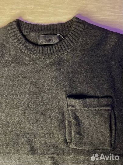 Свитер Stone Island с прямым карманом черный