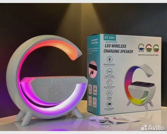 Настольная Bluetooth колонка с зарядкой, LED