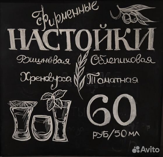 Роспись меловой доски для кафе, бара