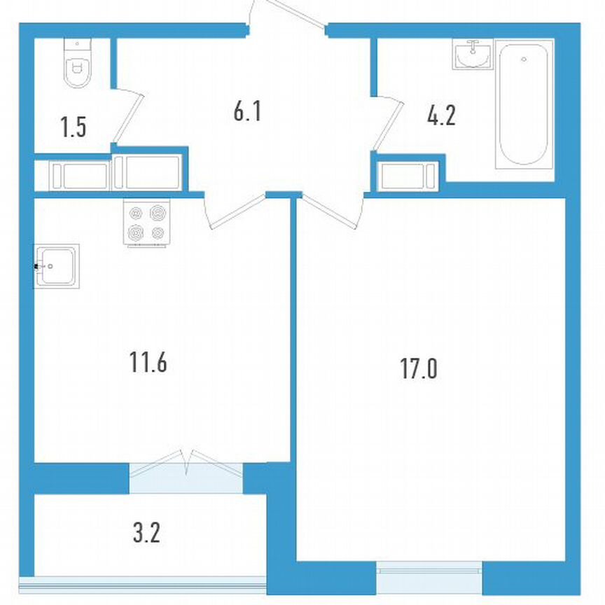 1-к. квартира, 42 м², 19/19 эт.