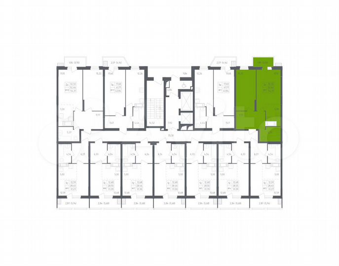 2-к. квартира, 54,3 м², 9/12 эт.