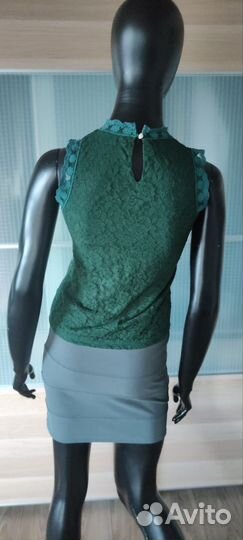 Малахитовый кружевной топ Италия XS