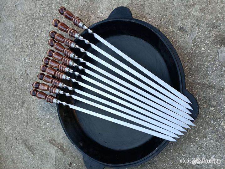 Шампура толстые 3 мм деревянная ручка нержавейка