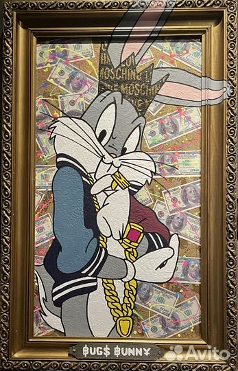 Стильная современная картина в раме Багс Банни