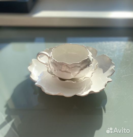 4 фарфоровые набора чашка, блюдце тарелка пион
