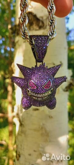 Подвеска Покемон генгар,ретро кулон с цирконом