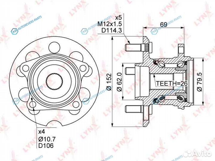 WH-1076 Ступица колеса зад правлев