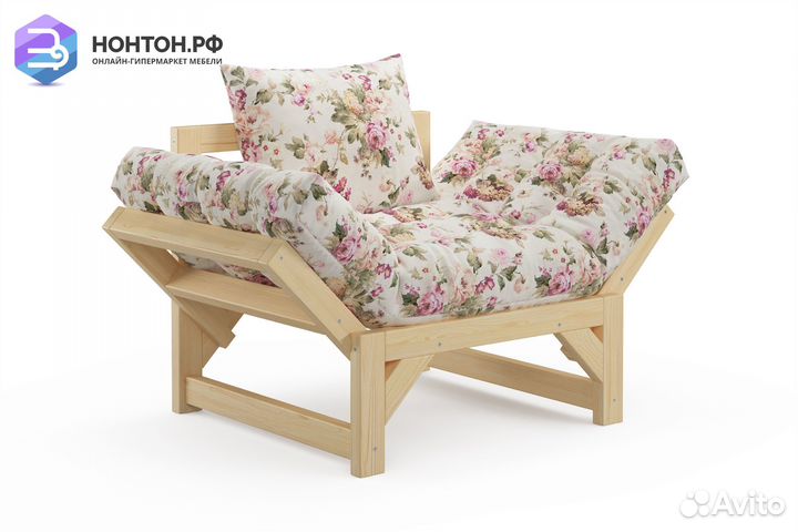 Кресло Амбер бежевое с цветами