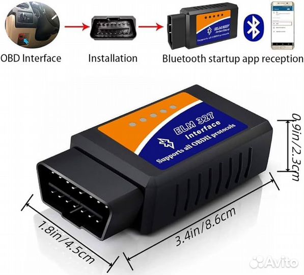 Адаптер ELM327 bluetooth classic 1.5 чип PIC18F25K