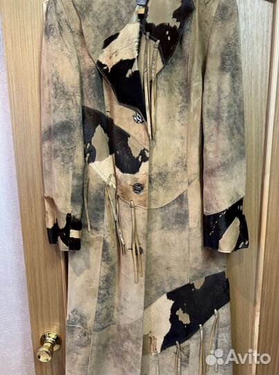 Кожаное женское пальто