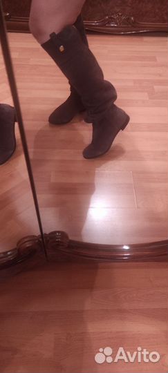 Зимние новые замшевые сапоги, евро зима,мех иск