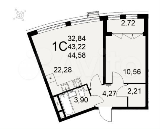 1-к. квартира, 45 м², 14/16 эт.