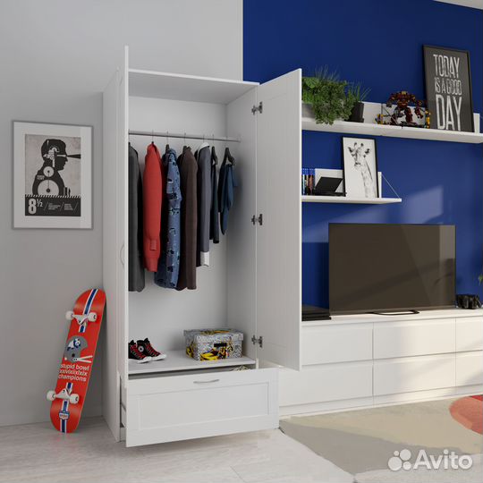 Шкаф Сириус как в Икеа белый 2-х дверный