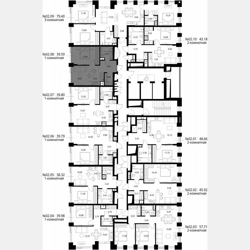 1-к. квартира, 39,6 м², 2/26 эт.