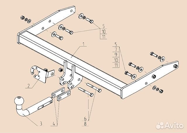 Фаркоп VW Transporter Caravelle T5 T6 от AvtoS