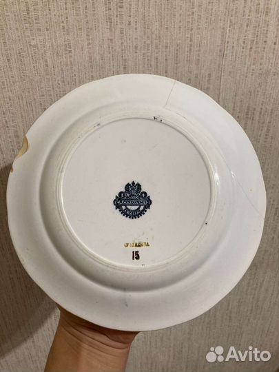 Старинная фарфоровая тарелка Кузнецов
