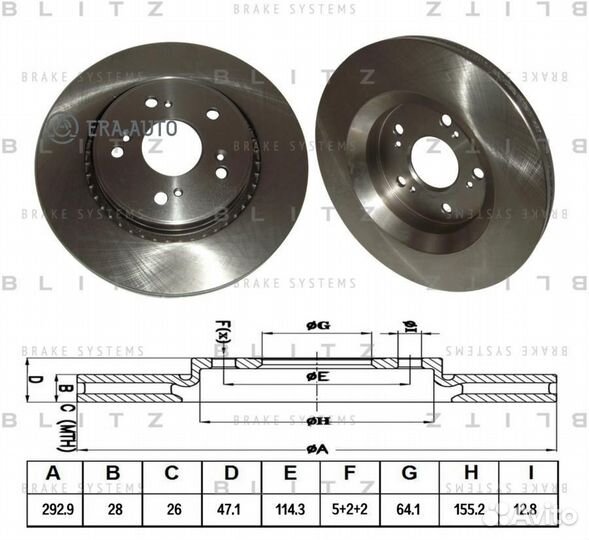 Blitz BS0279 Диск тормозной honda CR-V 07- перед