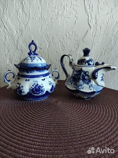 Гжель сахарница чайник