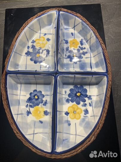 Менажница фарфор в корзинке