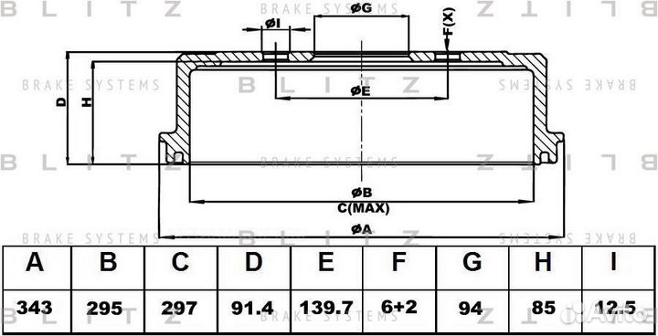 Blitz BT0144 Барабан тормозной зад