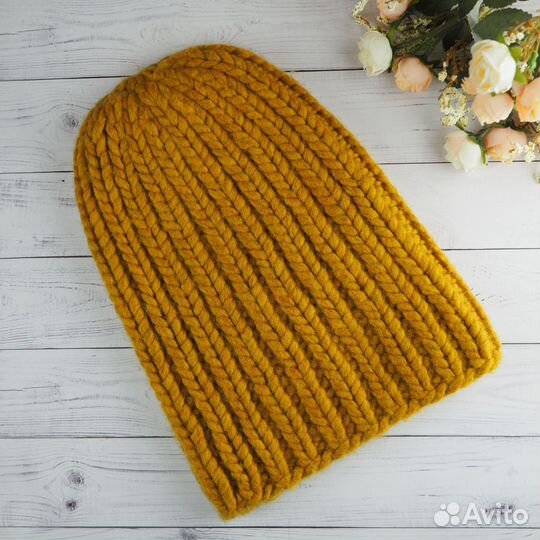 Шапка женская крупная вязка шерсть ручная работа