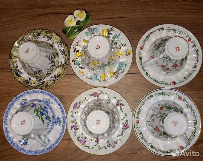 Чайные пары форма Лучистая Лфз СССР Винтаж