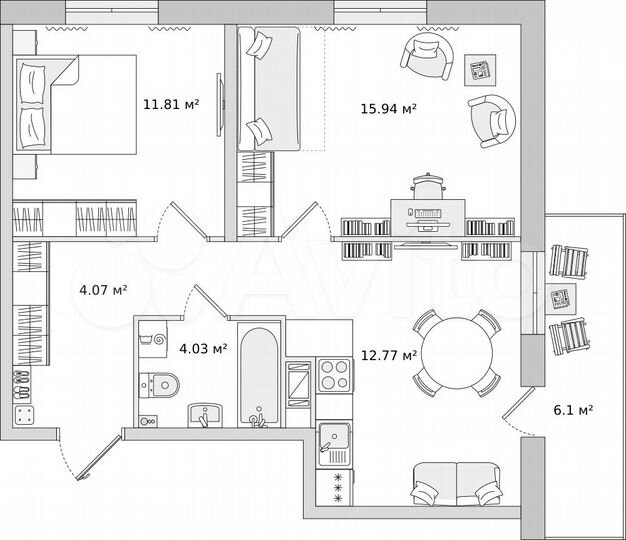 2-к. квартира, 61,6 м², 8/22 эт.