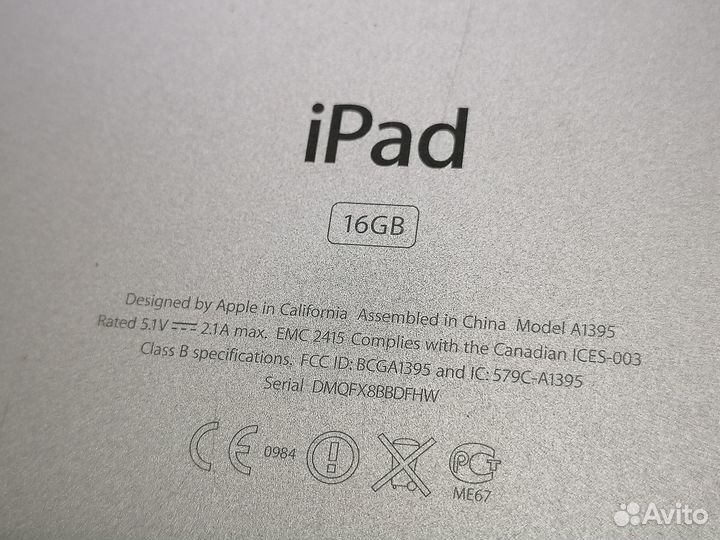 iPad 2 Wi-Fi 16 Gb Black Model A1395