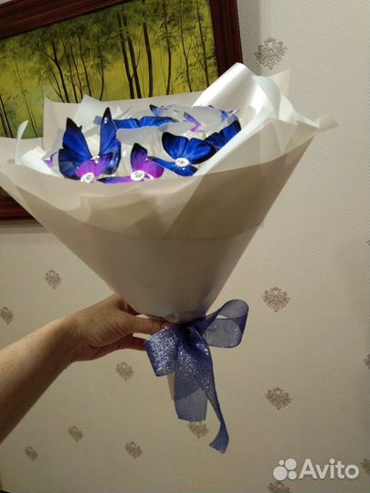 1 сентября, учителю светящиеся бабочки букет