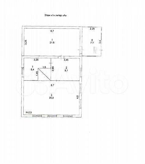 Дом 42,3 м² на участке 21 сот.