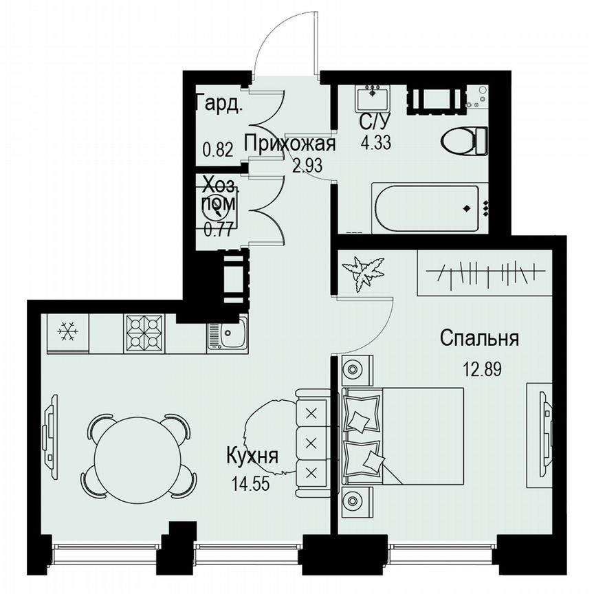 1-к. квартира, 36,3 м², 6/6 эт.