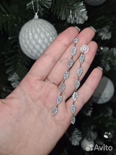 Серьги серебряные длинные