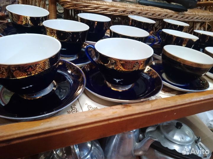 Чайные пары лфз кобальт с золотом из СССР