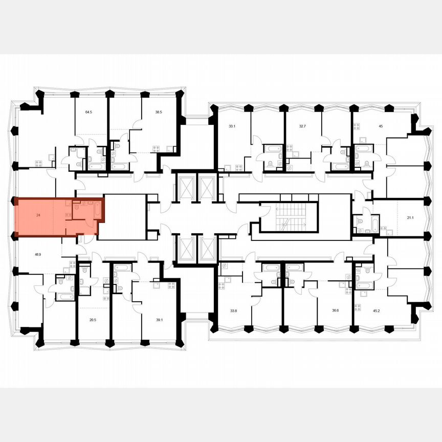Квартира-студия, 24 м², 26/31 эт.
