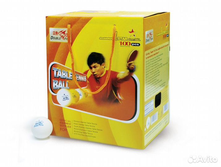 Double fish 1* 100 мячей в упаковке, белые
