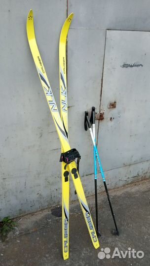 Деревянные лыжи + палки