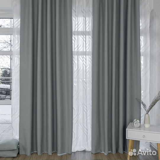 Шторы димаут Амадео холодный серый