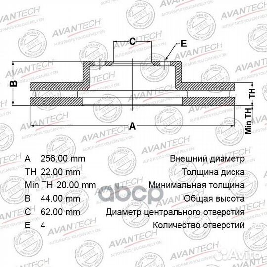 Диск тормозной avantech BR1016S avantech