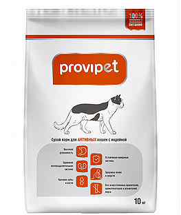 Сухой корм для активных кошек Provipet с индейкой