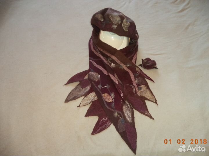 Валяный комплект берет и шарф