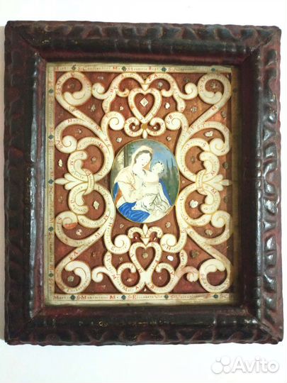 Старинная Икона Реликварий 50 Святых