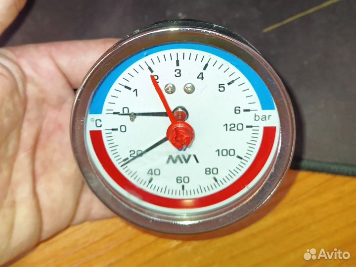 Термоманометр MVI до 6 бар, 0C-120C, D80 мм G1/2