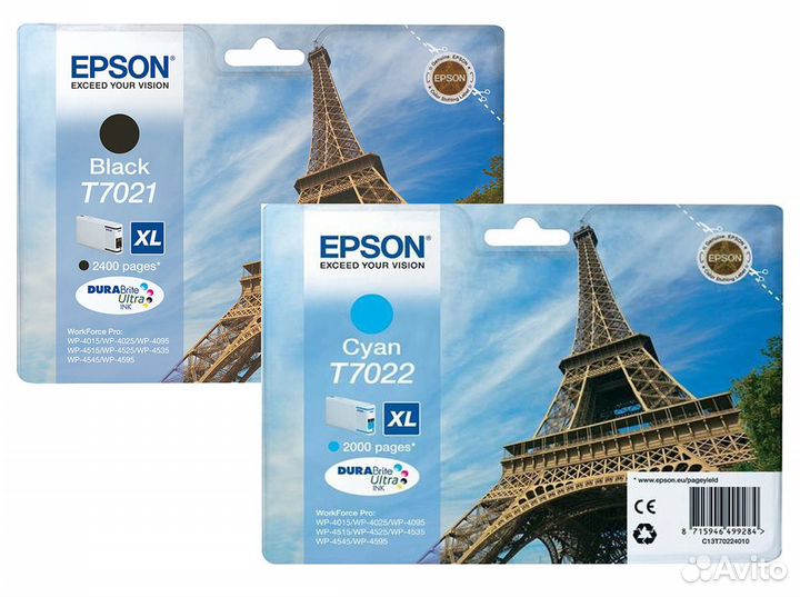 Картриджи Epson T7021XL Black, T7022XL Cyan